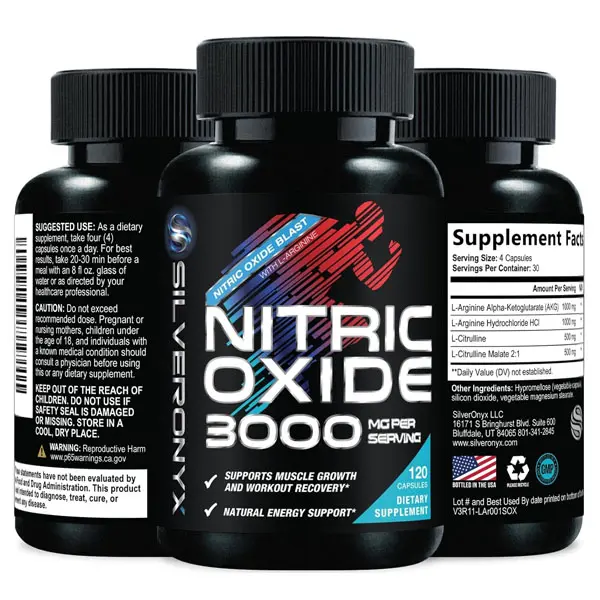 Extra Strength Nitric Oxide Booster - 3X Strength L-Arginine AKG & Citrulline Malate - Men & Women Premium Pre Workout Nitric Booster - Natural Energy & Muscle Support, Bottled in USA - 120 Capsules