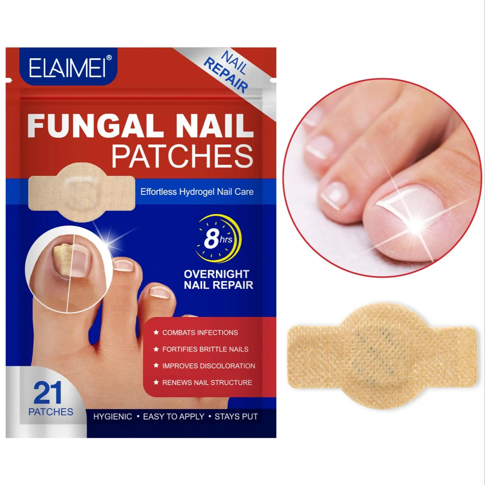 Fungal Nail Patches, 21pcs/box Nail Health Care Patches, Nail Fungus Care Patches, Suitable for Solving Fungal Nails and Other Nail Problems, Nail Sup