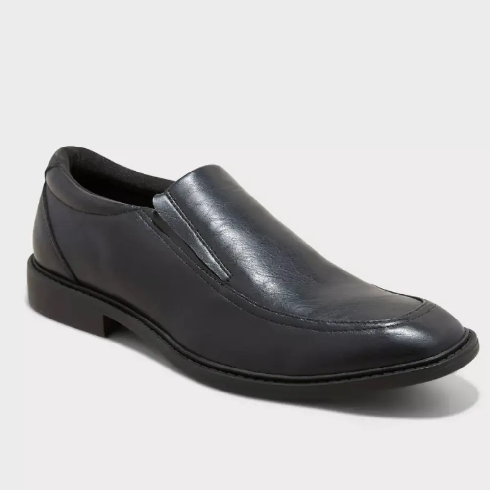 Men’s Toby Closed Dress Oxfords - Black Slip-On Loafers, Memory Foam Insole, Cushioned, Antislip Treaded Outsole, 1.5in Block Heel, Classy Comfortable Work Shoes (Size 11.5), Comfortable Men's Oxfords