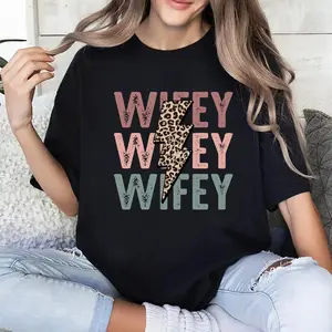 Wifey Shirt, New Wife T-shirt, Wifey Era Tee, Women Graphic Printed Short Sleeve T-shirt, Fabric Comfort Shirt For Women, Women's Tops, Wedding Gift, Gift for Bride, Gift For Wife, Womenswear Fabric