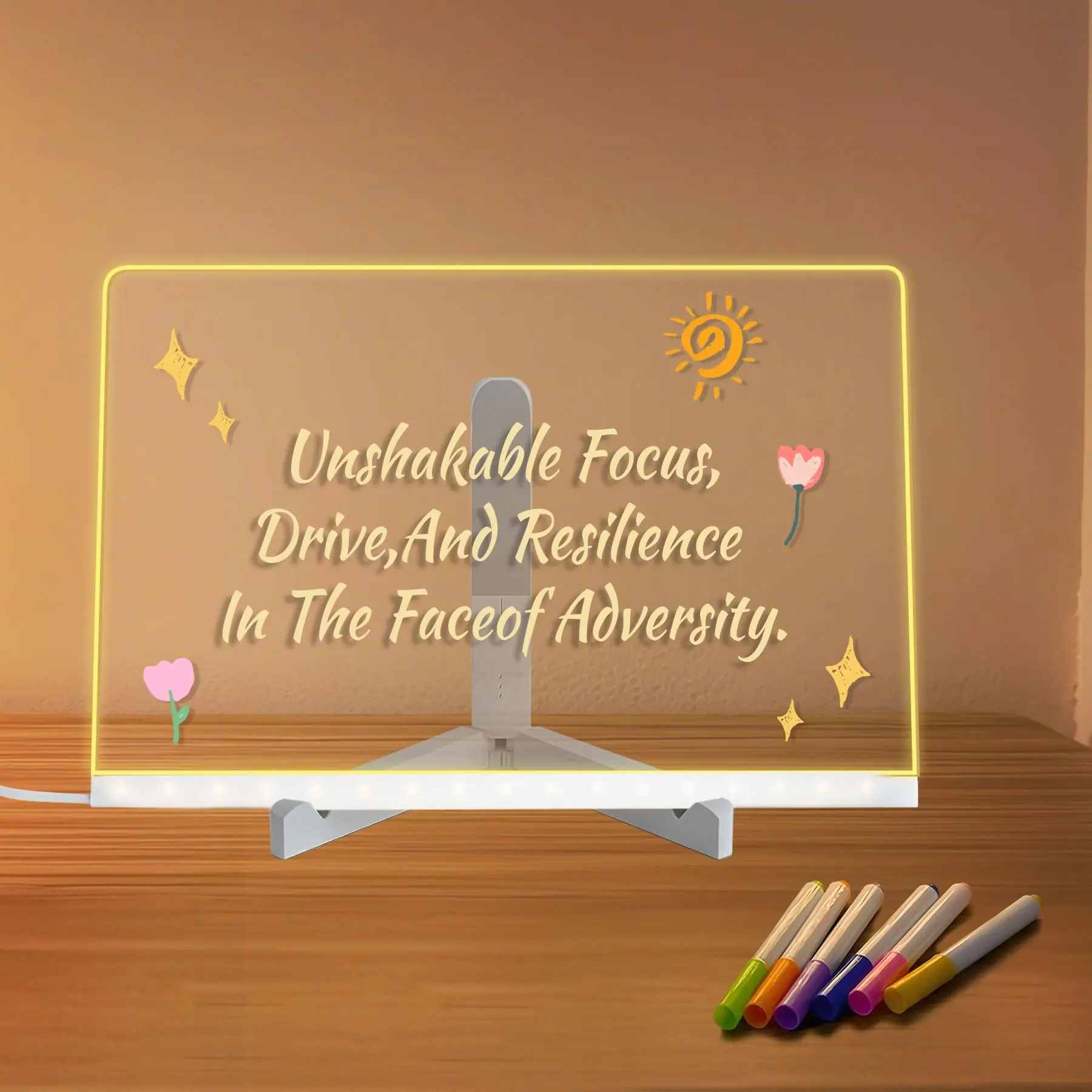 Multicolor LED Message Board  Drawing Board with 7 Colors Acrylic Dry Erase Glow Board Complete Accessories for Creative Play