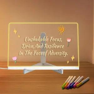 Multicolor LED Message Board  Drawing Board with 7 Colors Acrylic Dry Erase Glow Board Complete Accessories for Creative Play