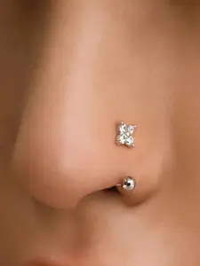 Four-Leaf Clover C-Ring Nose Ring, Unisex Floral Piercing Jewelry, Simple and Versatile, Suitable for All Seasons, Copper Chain Material