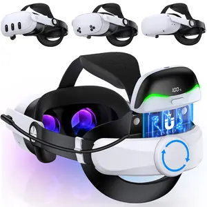 Head Strap with Battery for Meta Quest 3S/Quest 3/Quest 2, Adjustable VR Headset Strap Replacement for Elite Strap Enhanced Support&Comfort for VR Console【Backpad with Cotton Version】