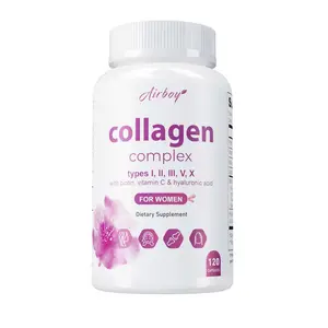 Airboy Women's Complex Collagen Peptide Capsules - Contains Biotin, Vitamin C, and Hyaluronic Acid - Supports Hair, Skin, Nails, and Joint Health - 120 Capsules/Multi-bottle Pack