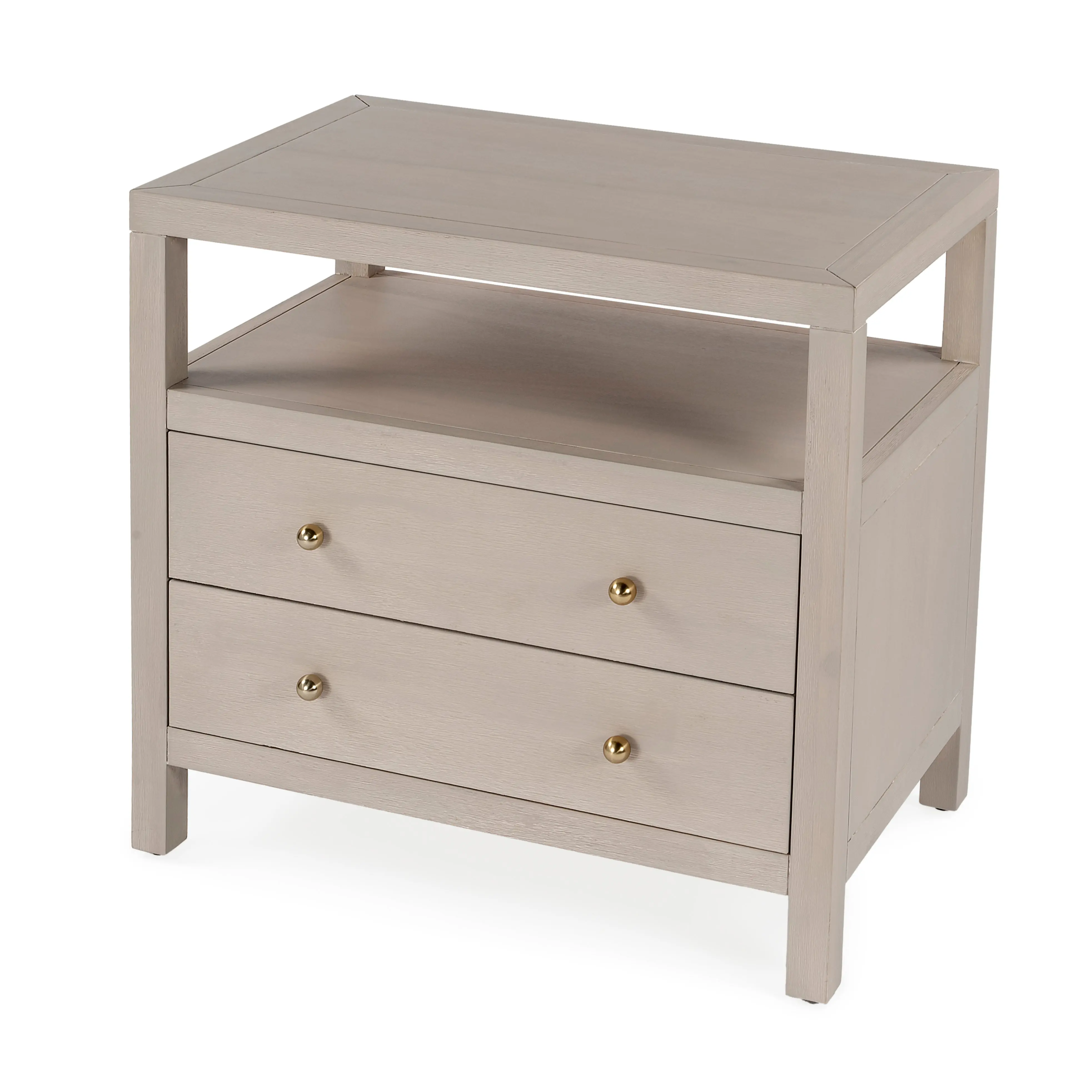 Nora 2-Drawer Wide Nightstand in Taupe 5732450