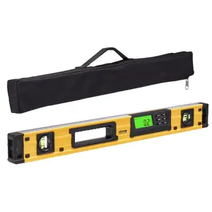 VEVOR Magnetic Torpedo Level, 600mm, LED Backlit Screen Mechanical Bubble Vials Ruler for 0-360 Degree, Gravity Sensor Aluminum Alloy Leveler Tool w/ Viewing Window, Shock-Resistant for Plumbing, Wood
