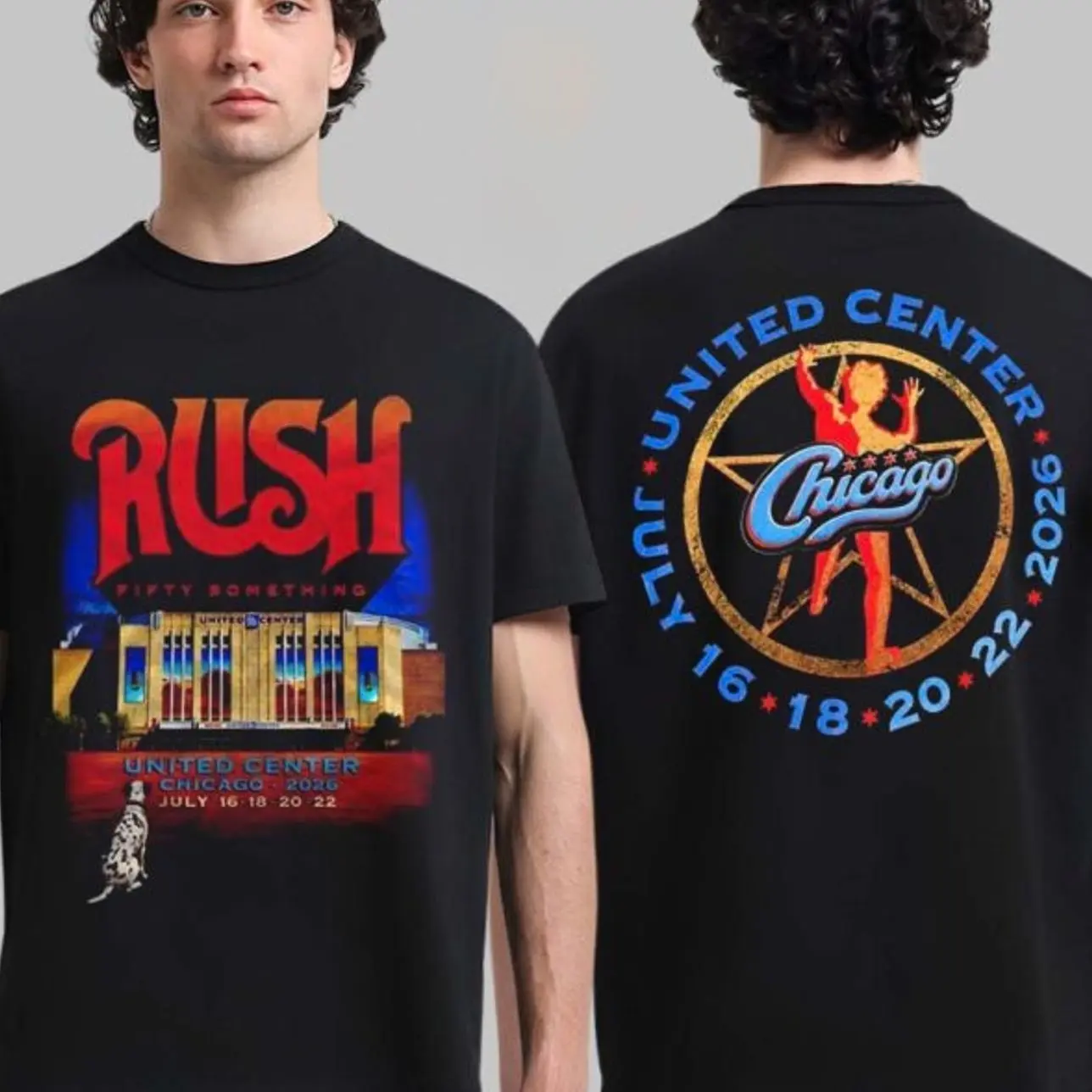 Rush Chicago IL 2026 Event Specific Tee At United Center On July 16 18 20 22 Fifty Something Tour 2026 Two Sided T-Shirt 8TA