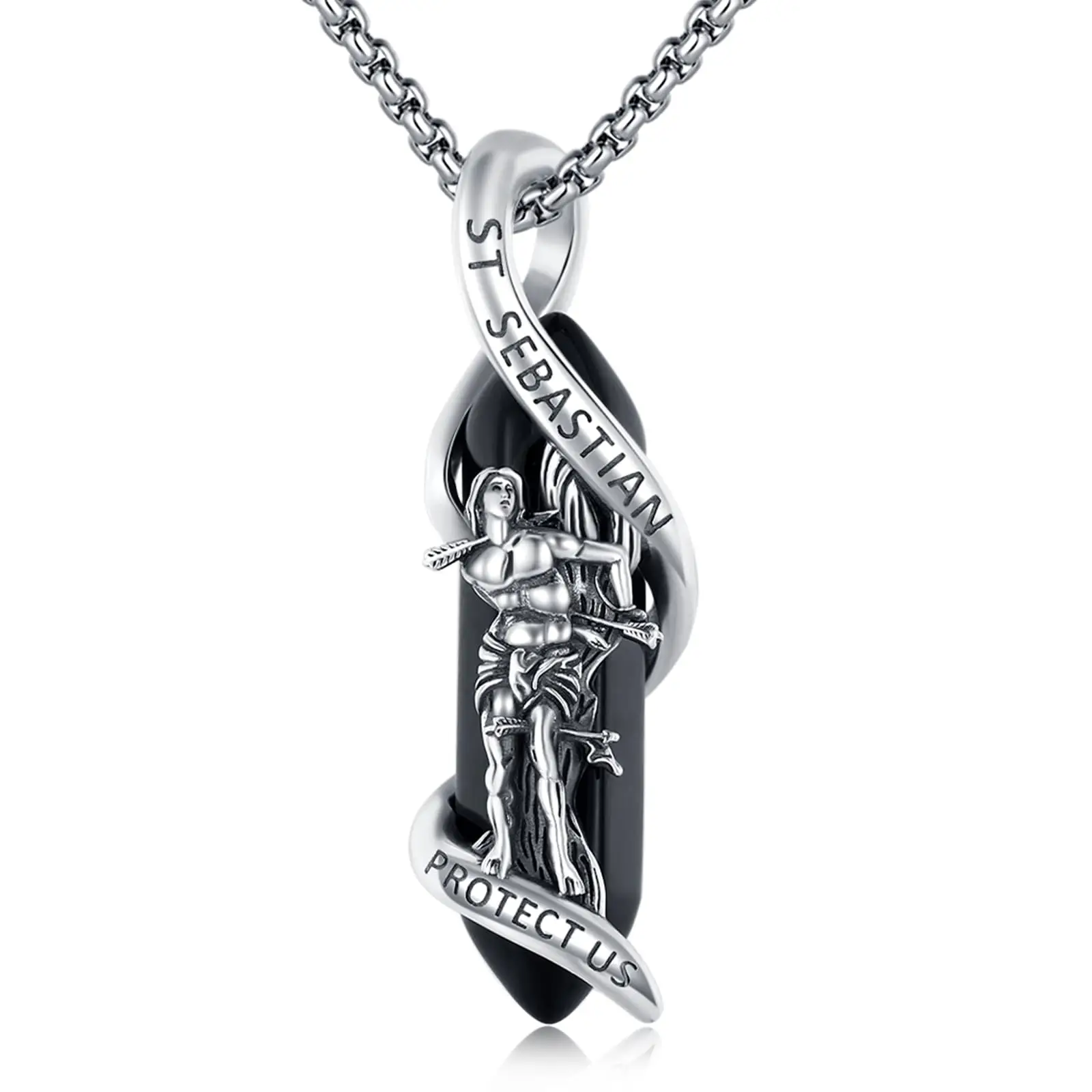 925 Sterling Silver St Michael/St Christoper/St Sebastian/Guadalupe/Guardian Angel Necklace for Men Women Catholic Religious Protector Amulets