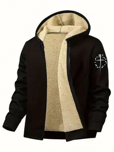 Men's minimalist printed fleece jacket