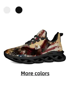Vintage Oil Painting Style - Kids' American Independence Day Outstretched Bald Eagle & Distressed Star-Spangled Banner Print Casual Sneakers, Perfect Children's Day Gift - Skin-Friendly & Breathable, Non-Slip & Wear-Resistant, Versatile for Daily Outings,