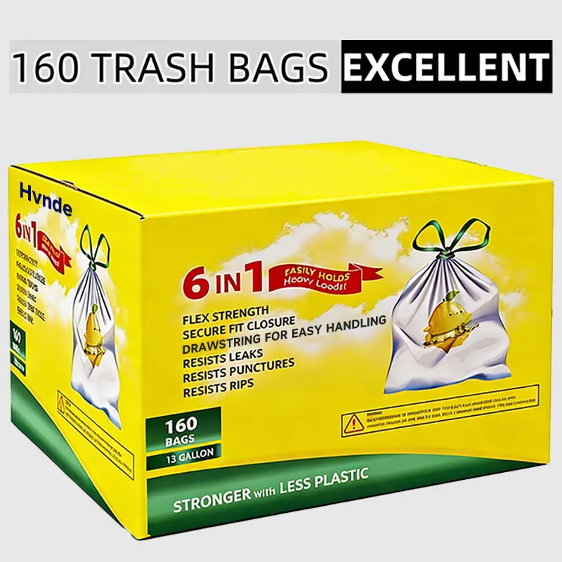 【SummerWins】Count Ultra Strong 13Gallon Trash Bags, Individually Folded Tall Kitchen TrashBags Resist Leaks, Punctures, RipsDrawstring,Office,Outdoors,Party,Petlovers,Summerwins
