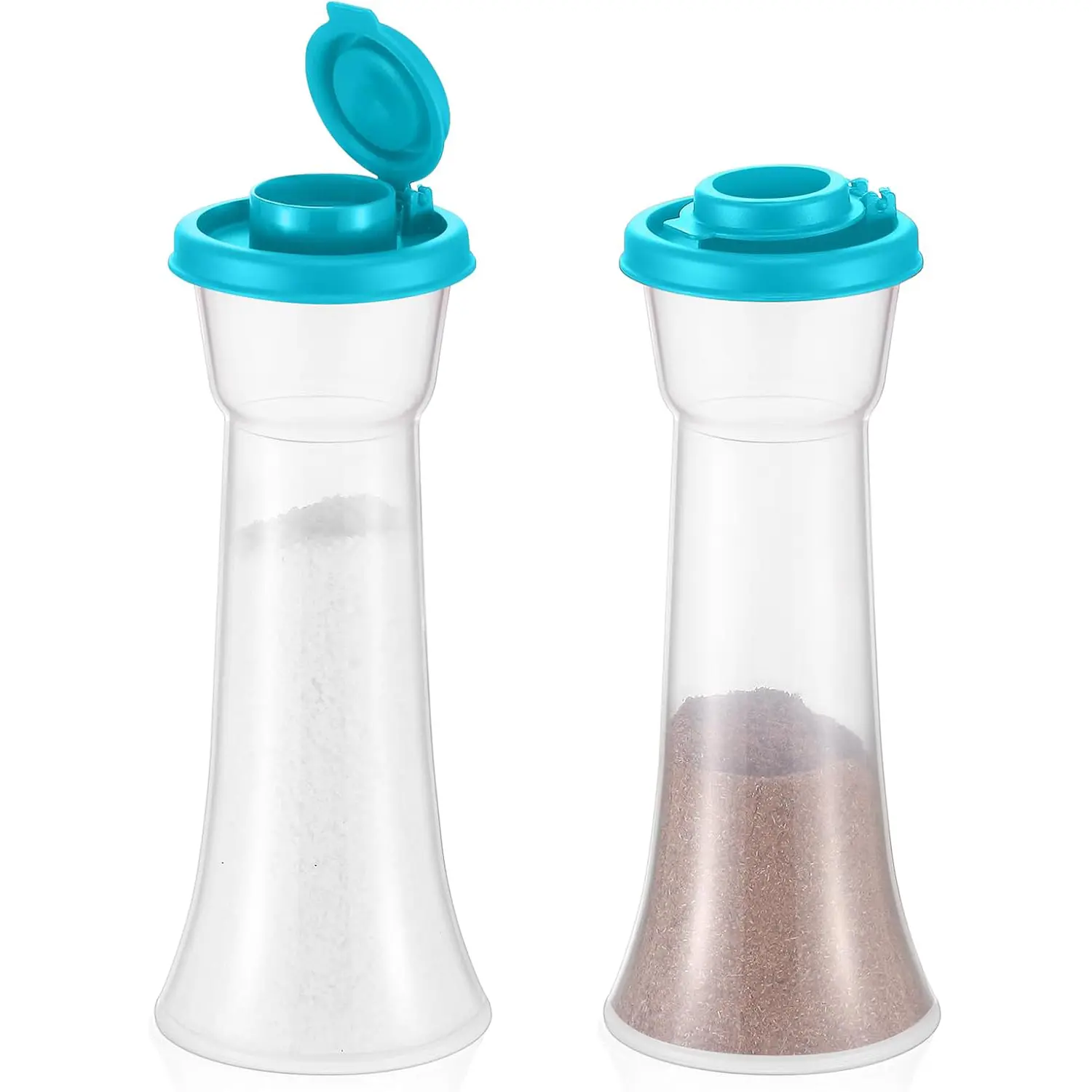 2 Set Plastic Salt and Pepper Shakers Hourglass Salt and Pepper Shakers with Lids Large Covered for Camping Outdoor Lunch Home Kitchen Restaurant
