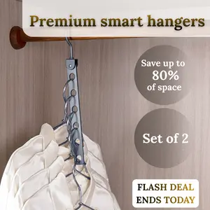Premium Smart Hangers Set of 2 Aluminum Alloy Closet Space Saver for Clothes Shirts & Coats Holds Up to 33lb Durable Multi-Shirt Organizer
