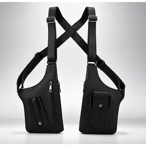 Large Double Shoulder Armpit Bag for Men | Underarm Holster & Anti-Theft Concealed Crossbody Wallet | Phone Pouch for Outdoor, Travel, Cycling & Work