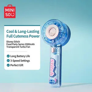 Disney Stitch Food Party Series 2000mAh Transparent Turbo Fan – Portable Rechargeable Handheld Fan, Cute Desk Accessory, Perfect Gift for Stitch & Disney Fans!