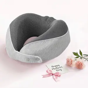 【Mother's Day gift】GEECO Neck Pillow for Traveling, Upgraded Travel Neck Pillow for Airplane 100% Pure Memory Foam Travel Pillow for Flight Headrest Sleep, Portable Plane Accessories, Light Grey