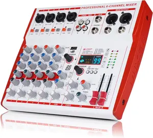 MW-6 6-Channel DJ Audio Mixer – Portable Controller with 99 DSP Effects for Streaming, Podcasting, Family Party, Smartphone & Multicolor (MW-6 White)