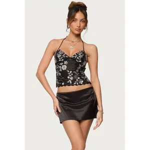 Nelley Backless Beaded Sequin Chiffon Top
