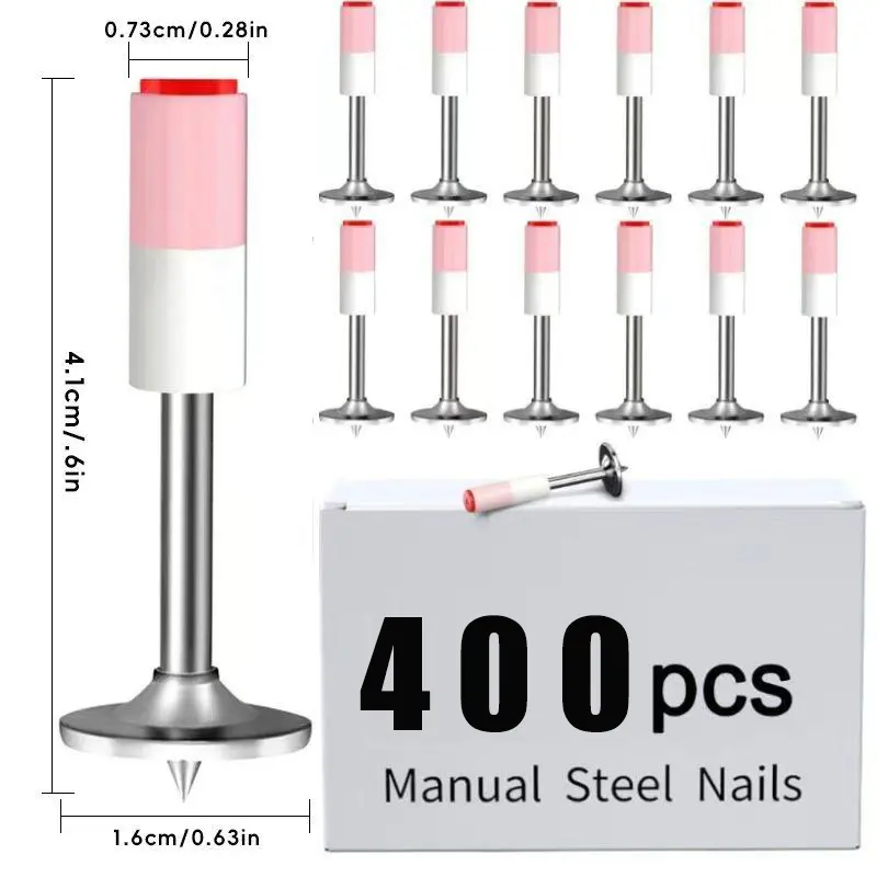 400 Pieces 7.3mm Round Steel Nails for Concrete Nail Gun Wall Fastening Manual Gun Accessories Home Improvement Tools Machine Part