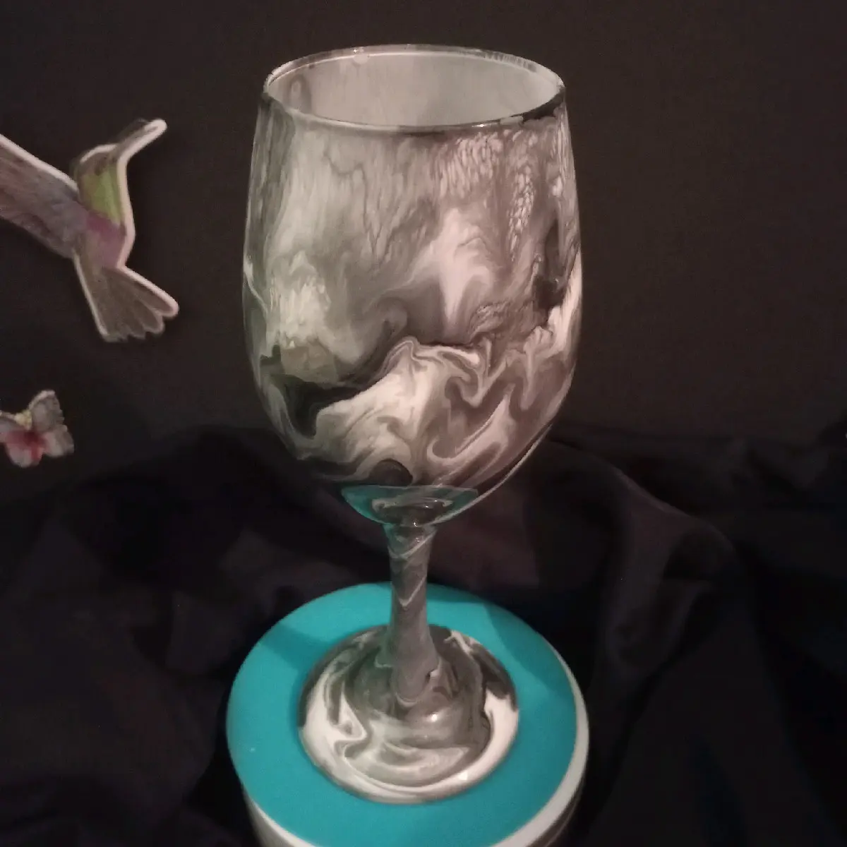 Grey swirled wine glass