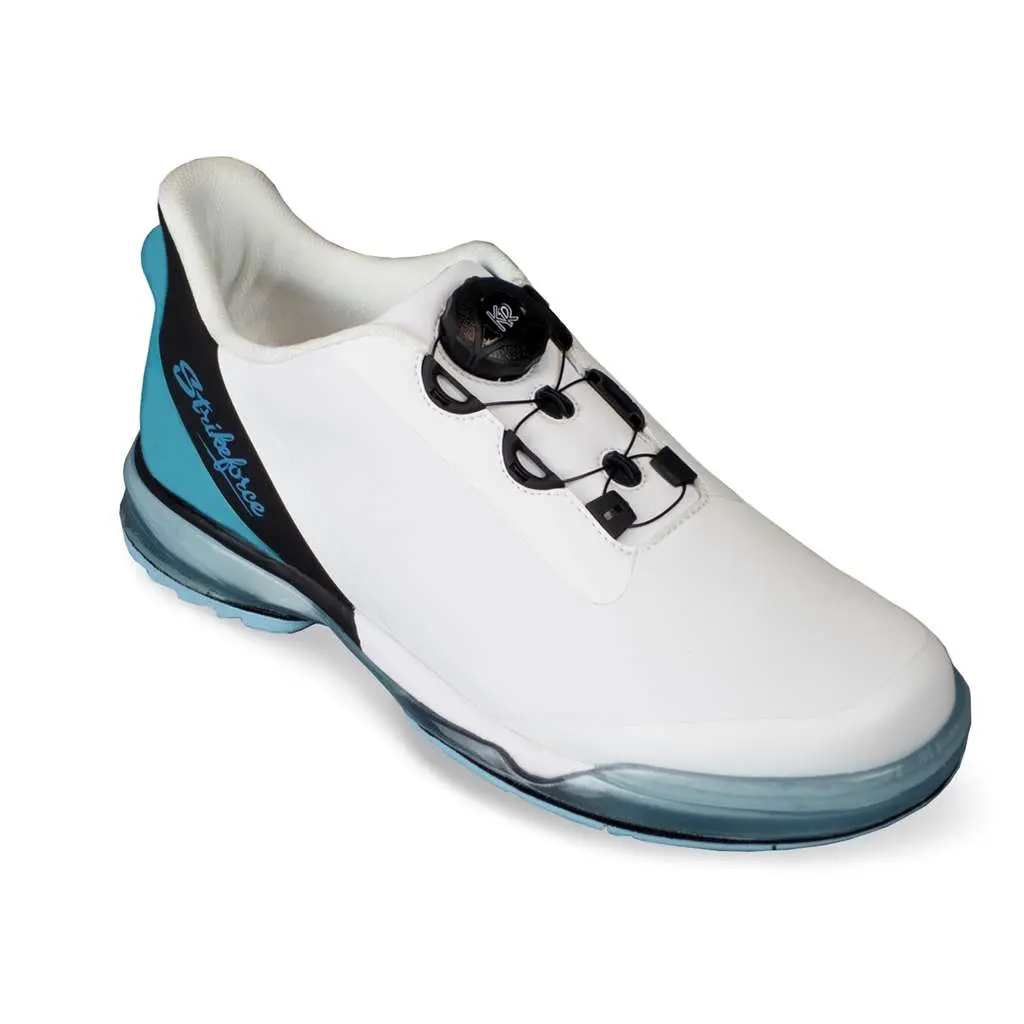 KR Strikeforce TPC Hype Performance Bowling Shoes with Interchangeable Soles & FreeLock Dial, Unisex Right-Hand Wide Fit Athletic Shoes in White/Black/Sky, Sports Shoes, Freelock Lace