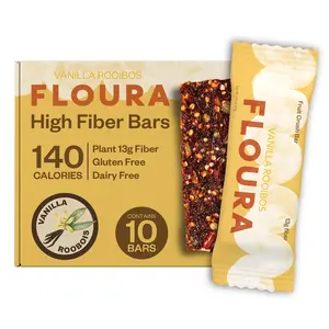 Floura Vanilla Rooibos FiberCrush Bar 10-Pack - 13g Fiber, Fruit-Forward, Gluten-Free, Snack for Wellness On-The-Go