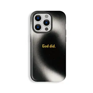 Black and White Matte Pattern "God Did" Smartphone Case, Cellphone Shell, Handheld Device Accessories Compatible with iPhone 11/12/13/14/15/16/17 Pro, ProMax, Plus, Air