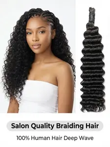 [OCEAN] Bulk Human Hair for Braiding No Weft – 100g/Bundle 100% Natural Black Human Hair for Boho Braids, Loose Wave / Curly / Deep Wave / Straight/glueless wig