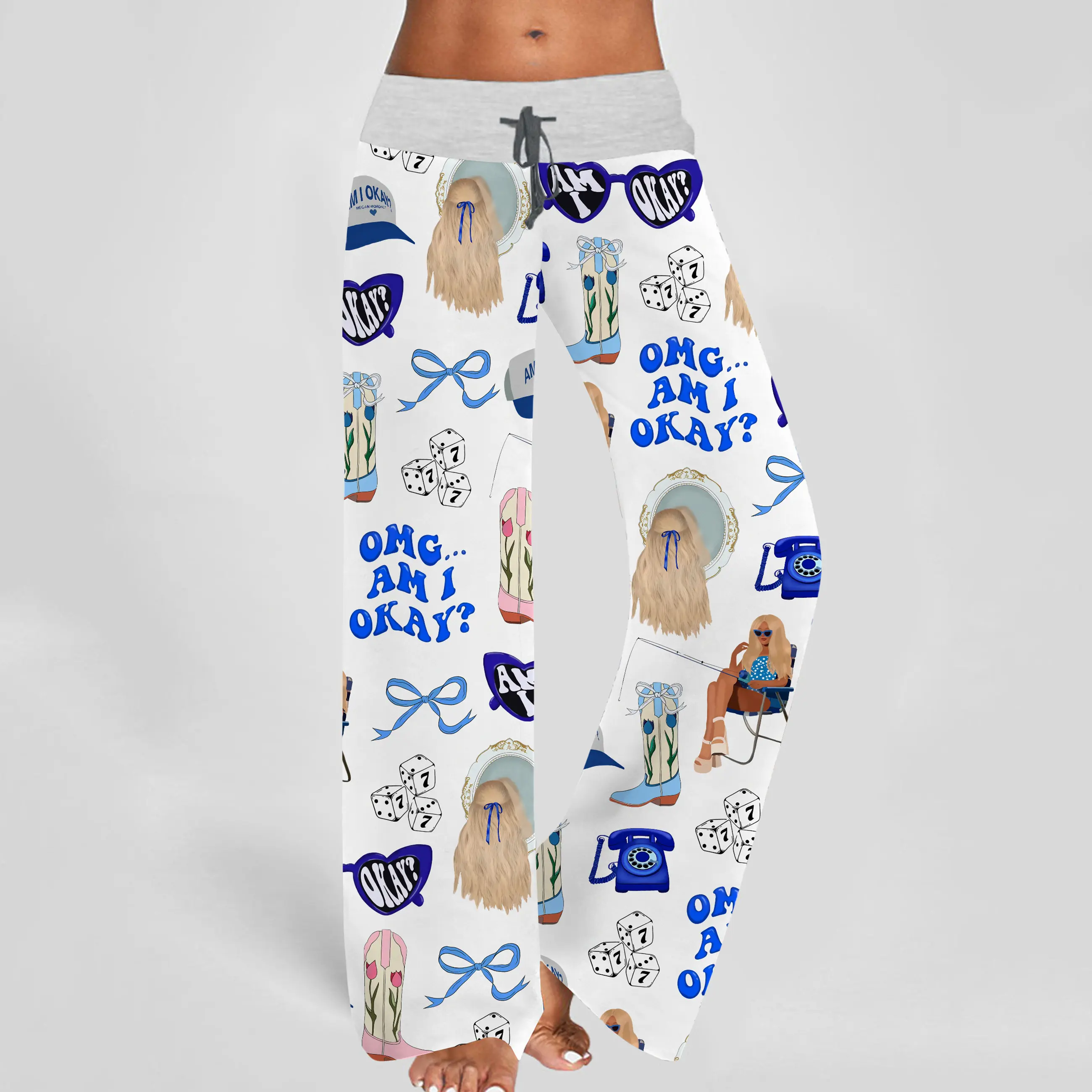 SHESHOW Am I Okay Moroney Contrast Wide Leg Pants For Women
