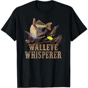 Large Walleye With Fishing Lure Drawing: Walleye Whisperer T-Shirt