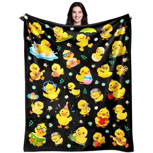 1pc Duck Blanket Gift, Duck Pattern Blanket, Cartoon Duck Blanket, a gift for adult men and women, suitable for sofas, bedding, and flannel blankets.