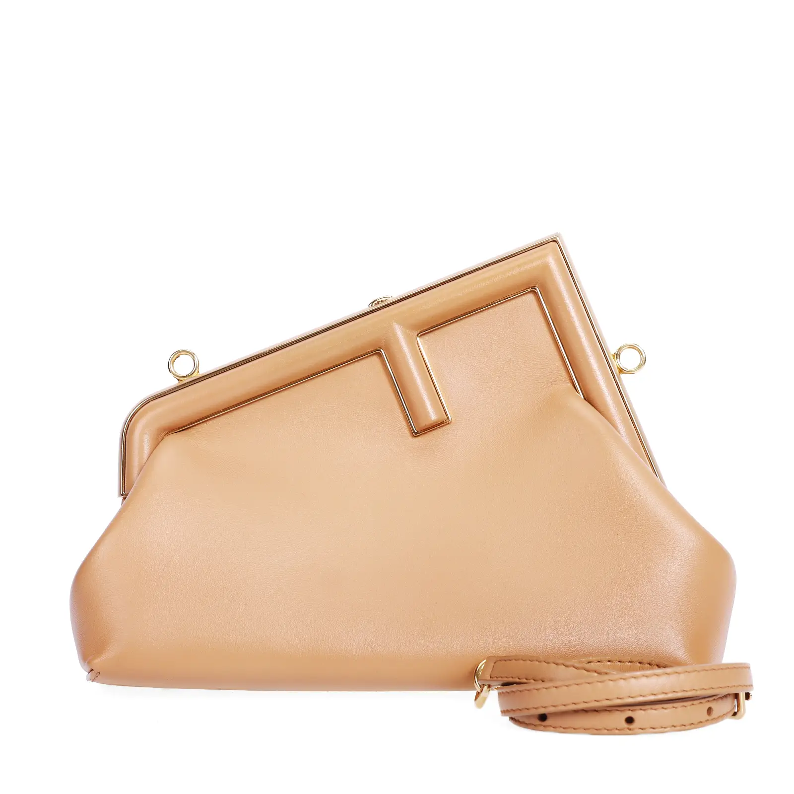 Pre-owned FENDI Lambskin Leather Clutches & Wristlets First Small Beige Clutch 42440153