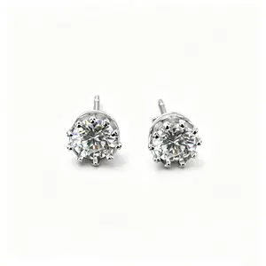 Moissanite Stud Earrings for Women Men 2CT 6.5MM D VVS1 Stackable stud earring gift 925 Silver Plated Lab-Created Moissanite Elegant Timeless Ear Jewelry Gift for Men Women Genuine Certificate of Authenticity Black Friday Gift