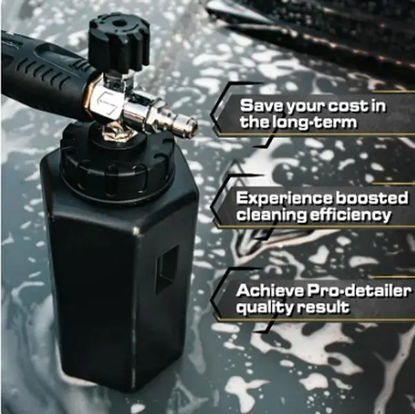 ROCRIKS Professional Foam Cannon2.0 for Car, Adjustable Spray Nozzle, 1.1 Liter Soap Canister, 1/4" Quick Connect Plug for Pressure Washer,Mobile Car Detailing Equipment