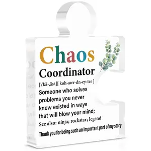Chaos Coordinator Gifts - Bosses Day Gifts for Women - Thank You Gift for Coworkers Boss Mentor Manager Employees - Chaos Coordinator Definition Acrylic Puzzle Piece Plaque Office Cubicle Desk Decor Home Office Decor