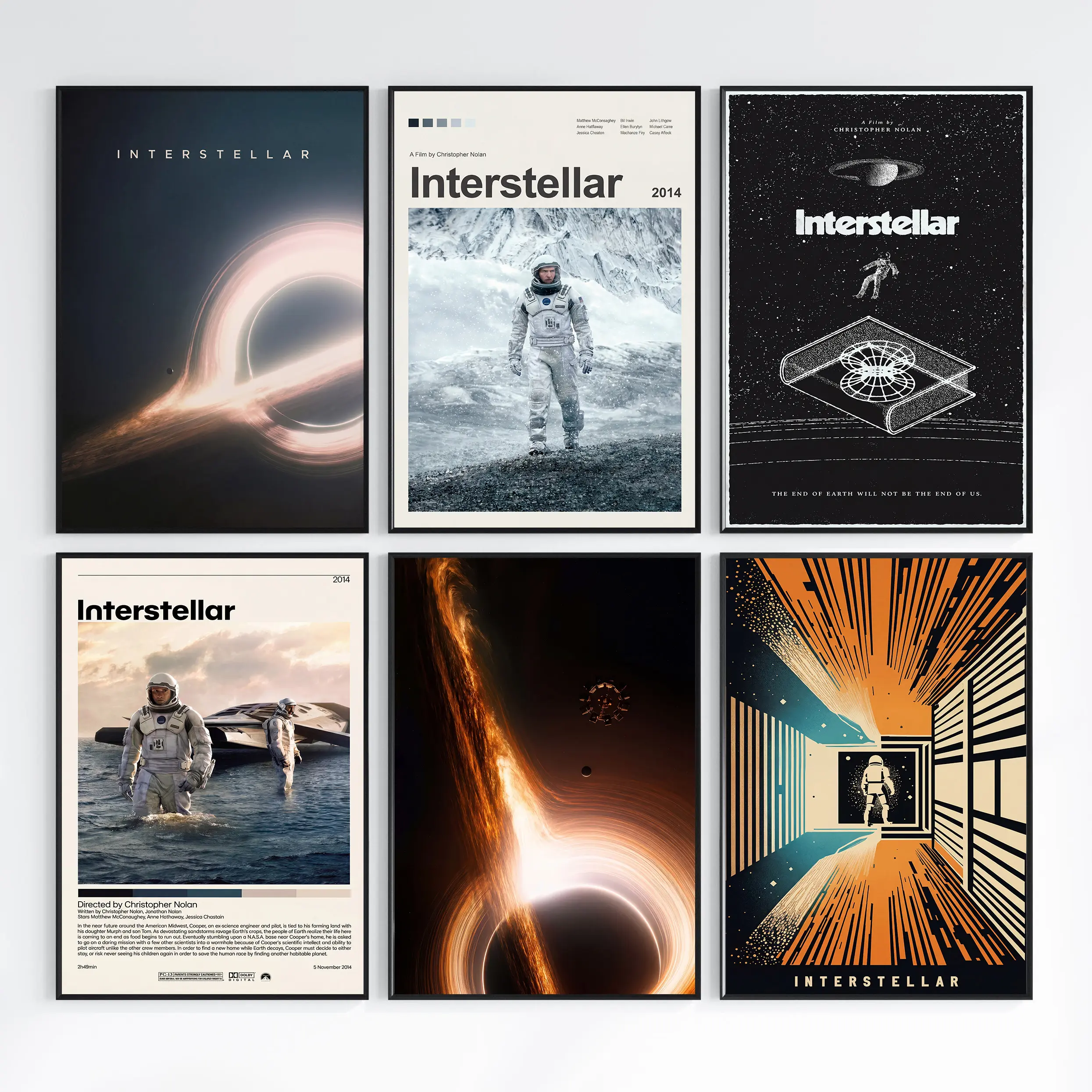 Interstellar Graphic Movie Poster - Minimalist Abstract Space Art Print Design, Artistic Home Decoration, Cool Men's Room Accessories for Bedroom Office