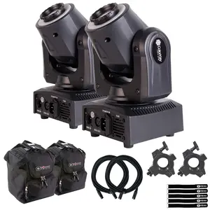 (2) ColorKey CKU01-5036 Mover Halo Spot Compact Moving Heads with Protective Lighting / Utility Cases Package