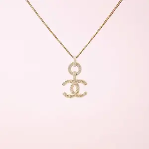 Pre-owned Chanel Gold Pave Strass Crystals Necklace 0515GIA