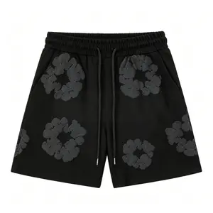 Denim Tears New Kapok Foam Black Print Tee & Black Sports Shorts Set | Unisex Streetwear Brand | Couple Outfit