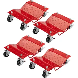 【Summervibes】TUFFIOM Car Dolly Set of 4, 6000LBS Capacity Wheel Dolly, Heavy Duty Vehicle Dolly Upgraded, Steel Tire Skates with Brakes