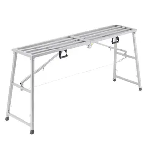 Work Platform With Adjustable Height For Construction, Portable Scaffolding Platform Supporting Up To 880 Lb Load Capacity, Steel Frame, Non Slip Deck, Easy Assembly, Stable Work Stand For Roofing, Painting And Maintenance