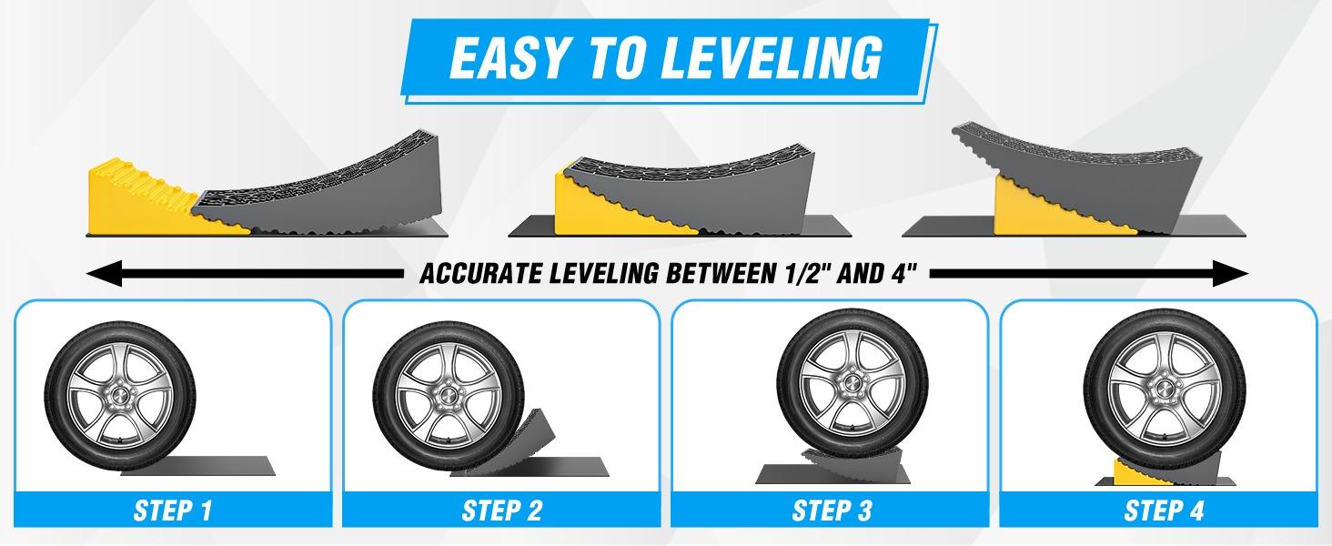 Nilight RV Leveler - 2 Pack Camper Leveling Blocks Ramp Support Dual Axles, Up to 35,000lbs, Fast RV Accessories Leveling System for Travel Trailer, Motorhome - Yellow