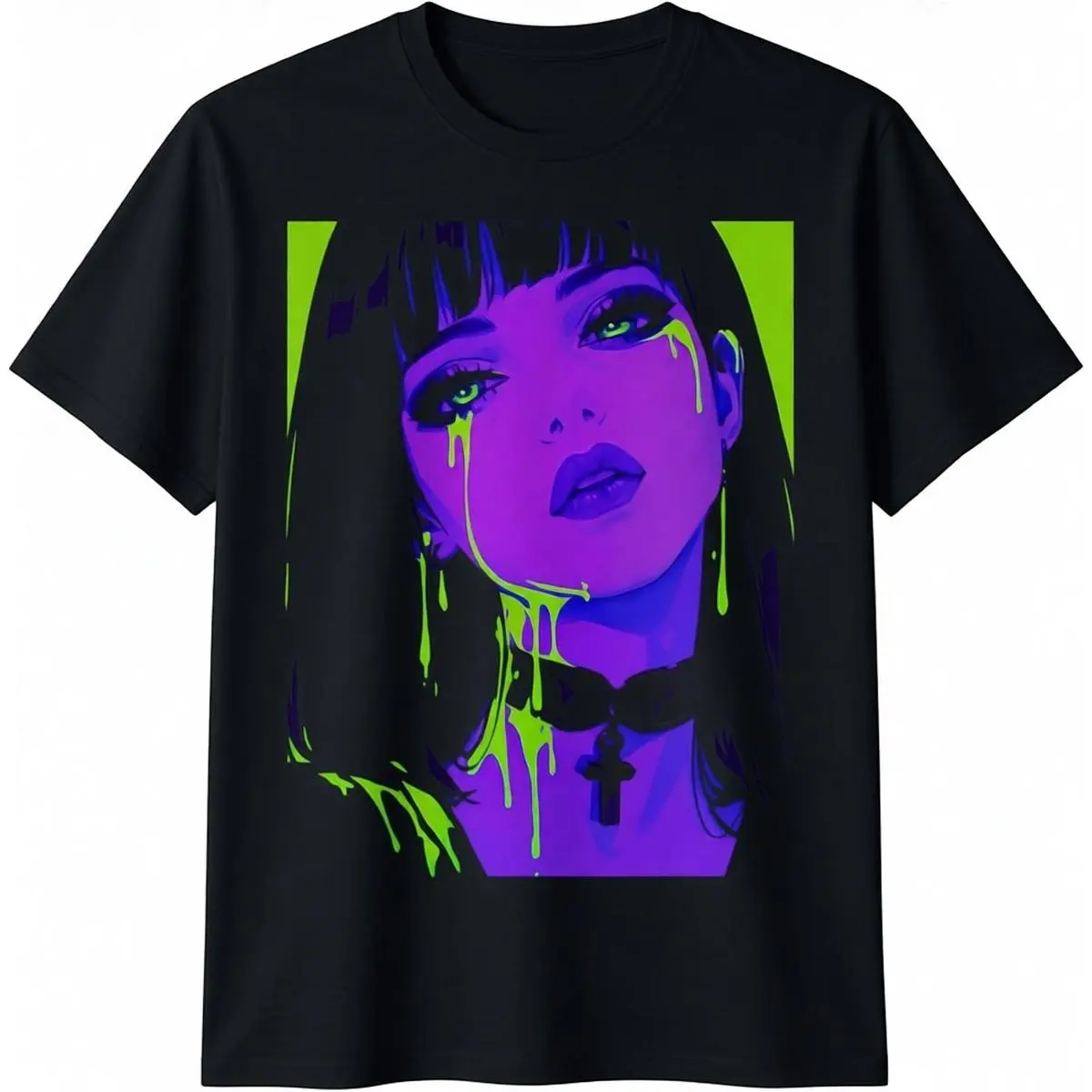 100% Cotton Cybergoth Cybercore Grunge Punk Goth Girl Alt Anime Manga T-Shirt