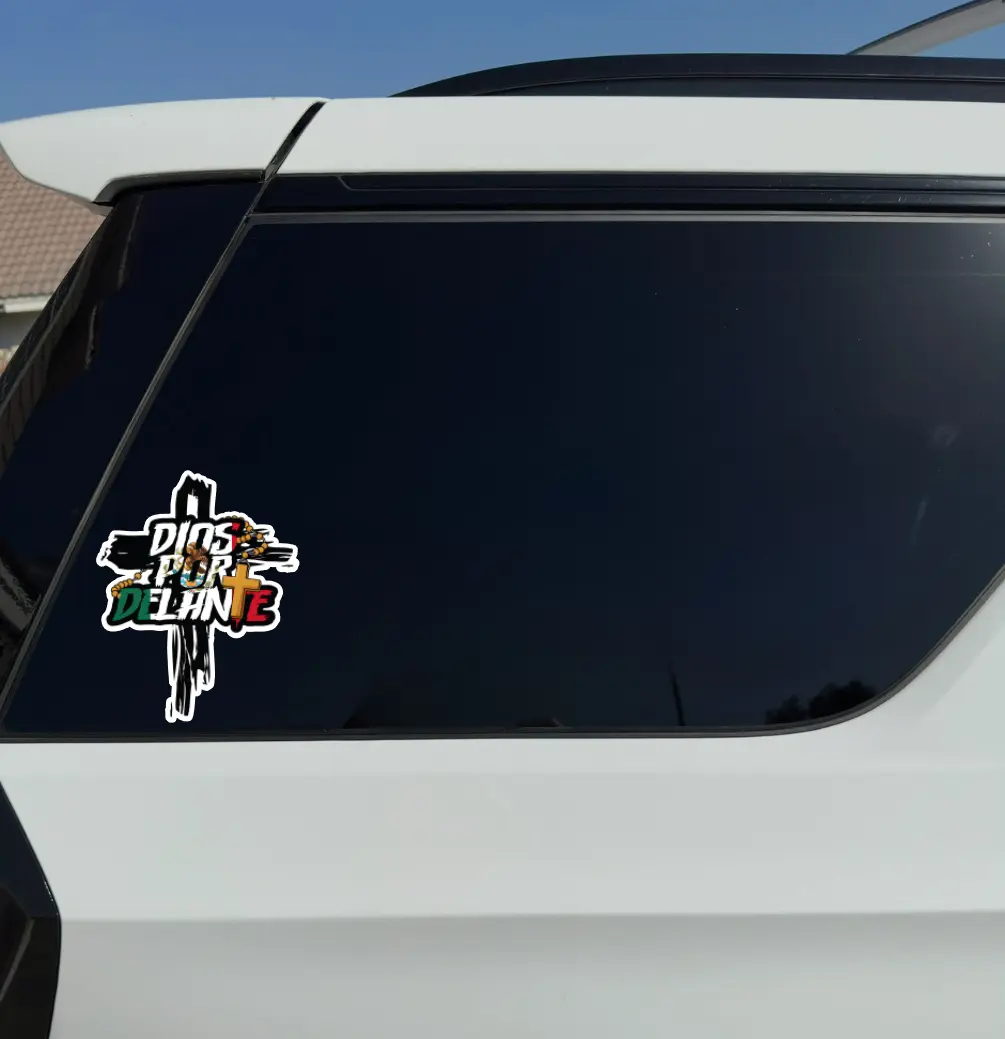 Dios Por Delante Rosary Vinyl Sticker Set - High-Quality Vinyl Stickers in Various Sizes Car Stickers