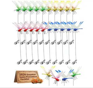 12Pcs Dragonfly Dragon Fly Clips for Bugs Repellent Decor 3D Garden Outdoor Flying Butterflies Decorations Fake to Keep Away Metal Bamboo Stakes Decorative Yard Ornaments Hat Golf Moving (20pcs)