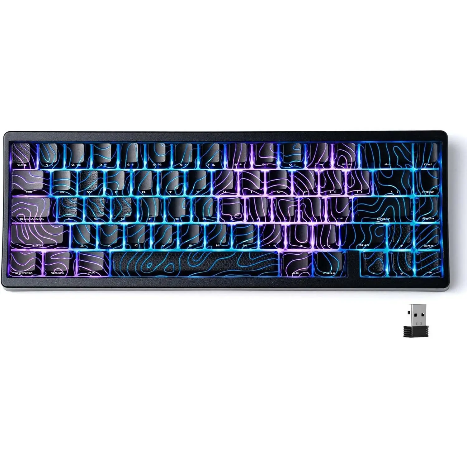 XVX M67 60% Programmable Mechanical Keyboard, QMK/VIA Topographic Gaming Keyboard with Tri-Mode Connectivity, Thocky Creamy Typing, Hot Swappable Mount, RGB IMD Light, Silicone Filler, Multi-Device Compatibility for Windows, Black, M67 Series, Triple Mode
