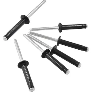 60 Pcs 3/16" x 1" Tri-Fold Exploding Pop Rivets, Aluminum Large Head Blind Rivets (Black)