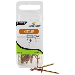 1/8" x 1/8" Copper Rivets - 25 Count