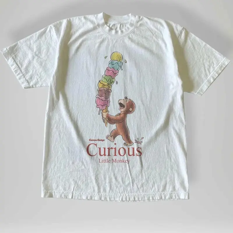 Vintage Style Curious George Little Monkey T-Shirt, Animal Tee, Cartoon Tshirt, Gifts Shirt, Unisex Vintage Graphic Tees Gothic Grunge Y2k Emo Scene Amity Affliction Style Clothes